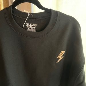 NWOT - Black sweatshirt with lighting outline and leopard embroidery.